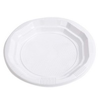 Tek Kullanımlık Plastik Oval Beyaz Tabak 50'li 17 Cm